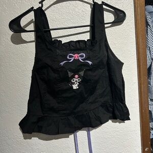 Kuromi Ruffled Sleeveless Crop with Lace Up Back